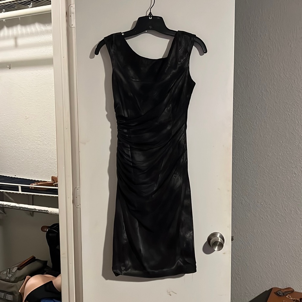 Black formal dress with silver underlay. From Nordstrom’s worn once.